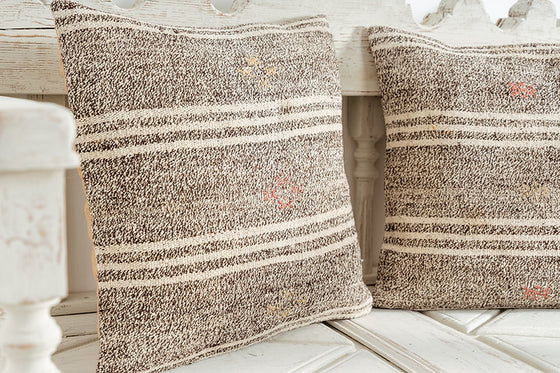 20" Hand Loomed Turkish Pillow Covers- a Pair