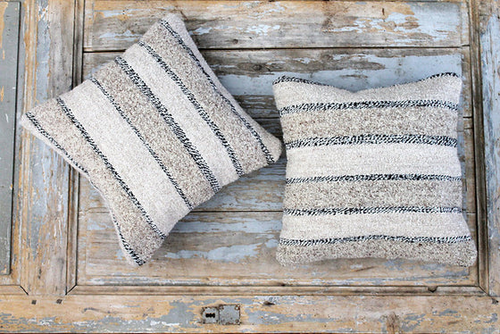 15.5" Hand Made Loomed Striped Turkish Pillow Covers- a Pair