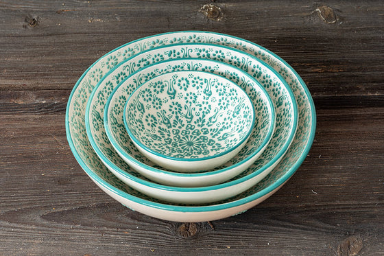Handmade Patterned Ceramic Bowl Set/4