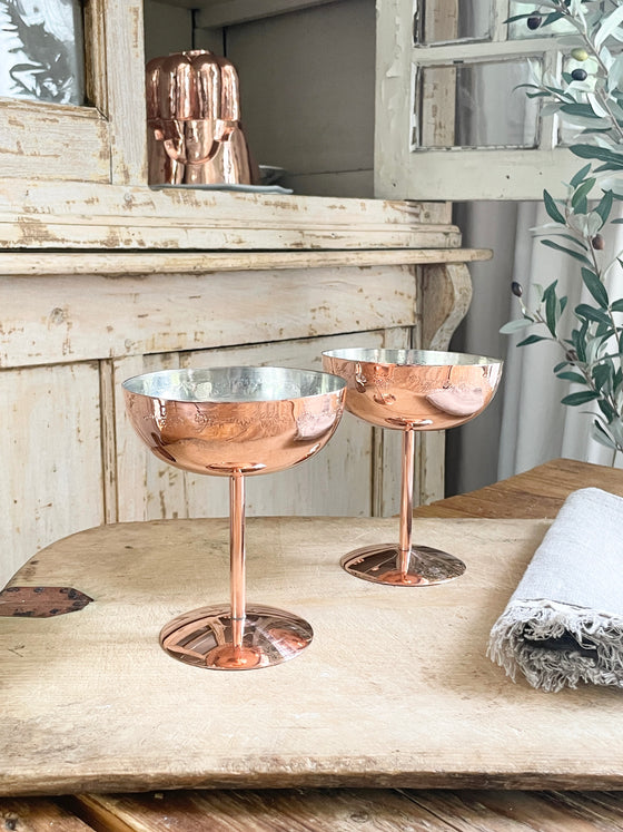 Vintage Inspired Copper Coupe Glasses (Set of 2 or 4)